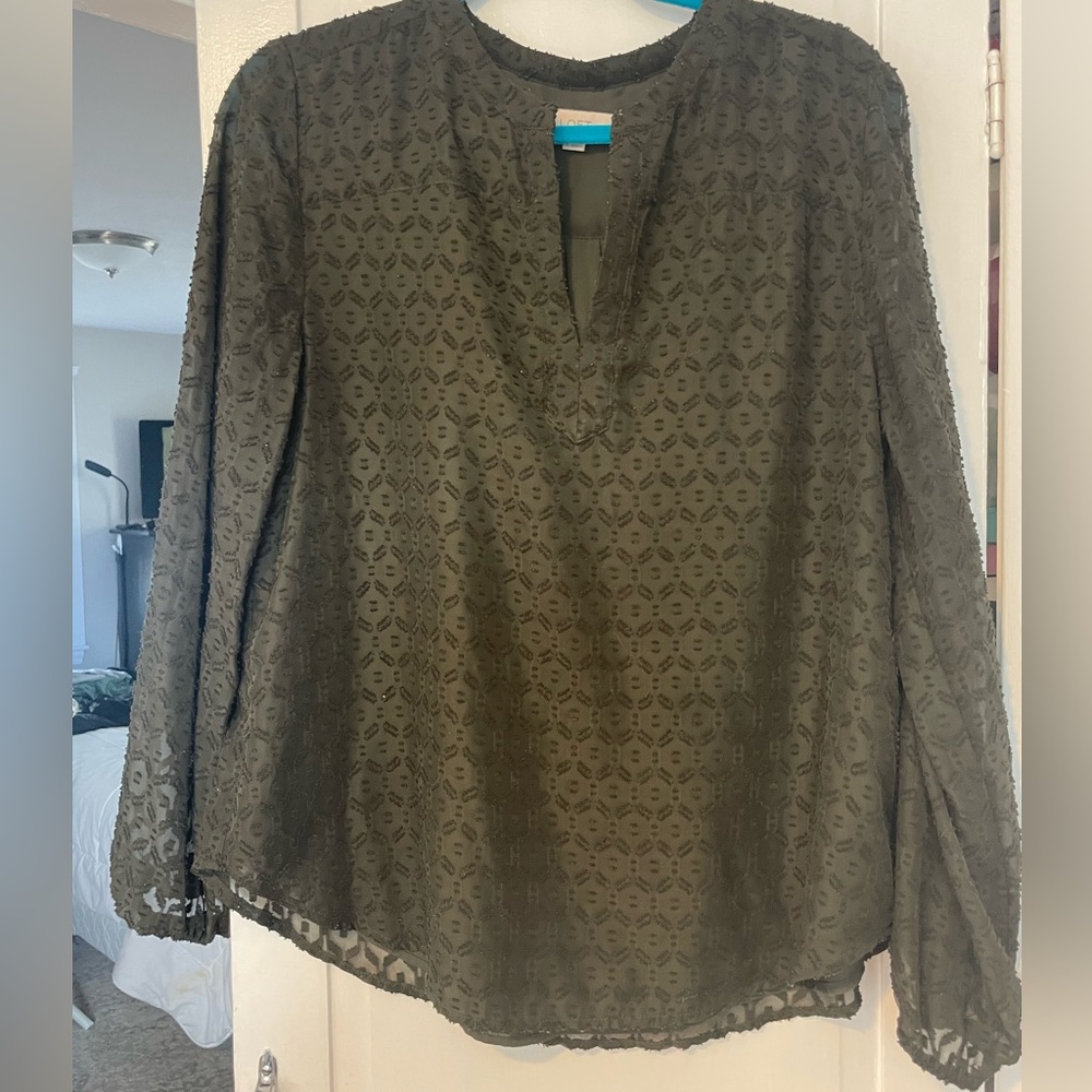 Loft top size large. Dressy. Dark army green